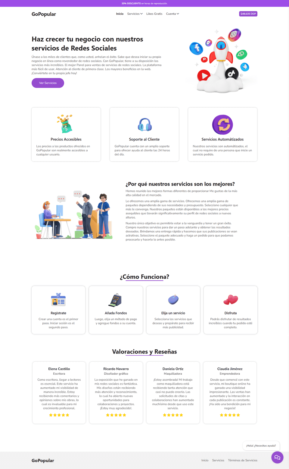 Captura del proyecto GoPopular
